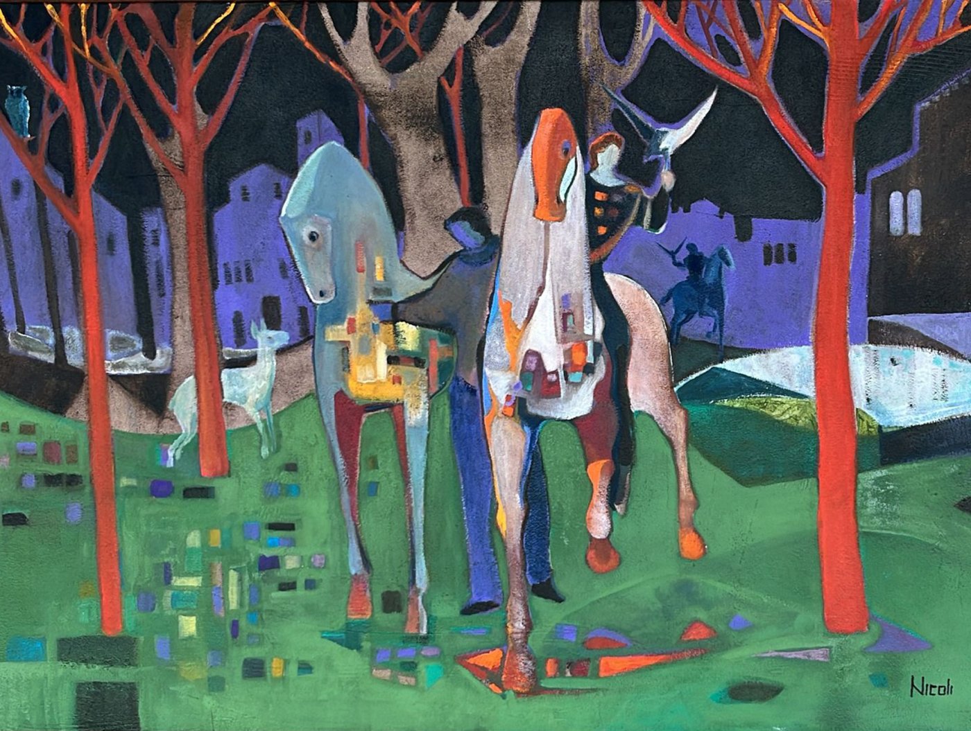Claudio Nicoli   I falconieri   Mischtechnik — 100 × 70 cm