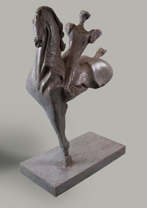 CAVALLO E CAVALIERE — Bronze   21x11x32cm