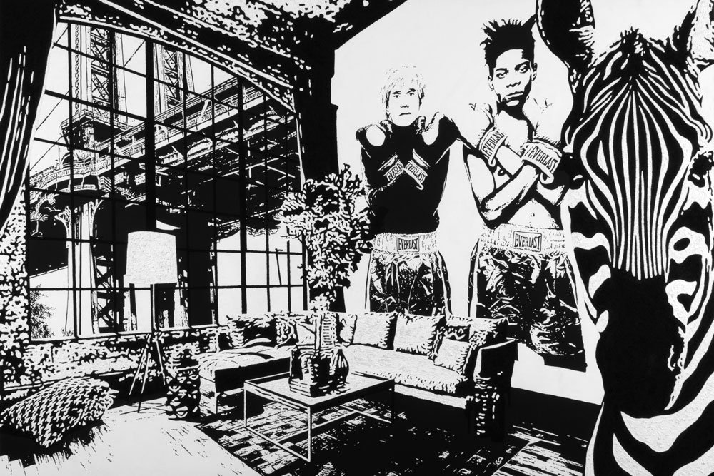 MY INTERIOR   WARHOL VS BASQUIAT — Mischtechnik auf Leinwand   100x150cm